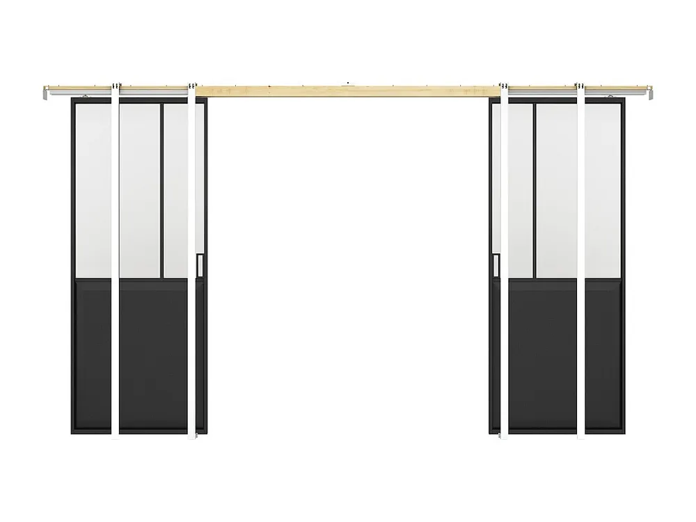 Dubbele schuifdeur gehard glas met klamplaagsysteem, 2 x H205 x L93 cm, ARTISTO II