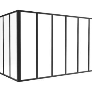 Glazen hoekbinnenraam gepoederlakt aluminium – L180 x L120 x H105 – Zwart – BAYVIEW