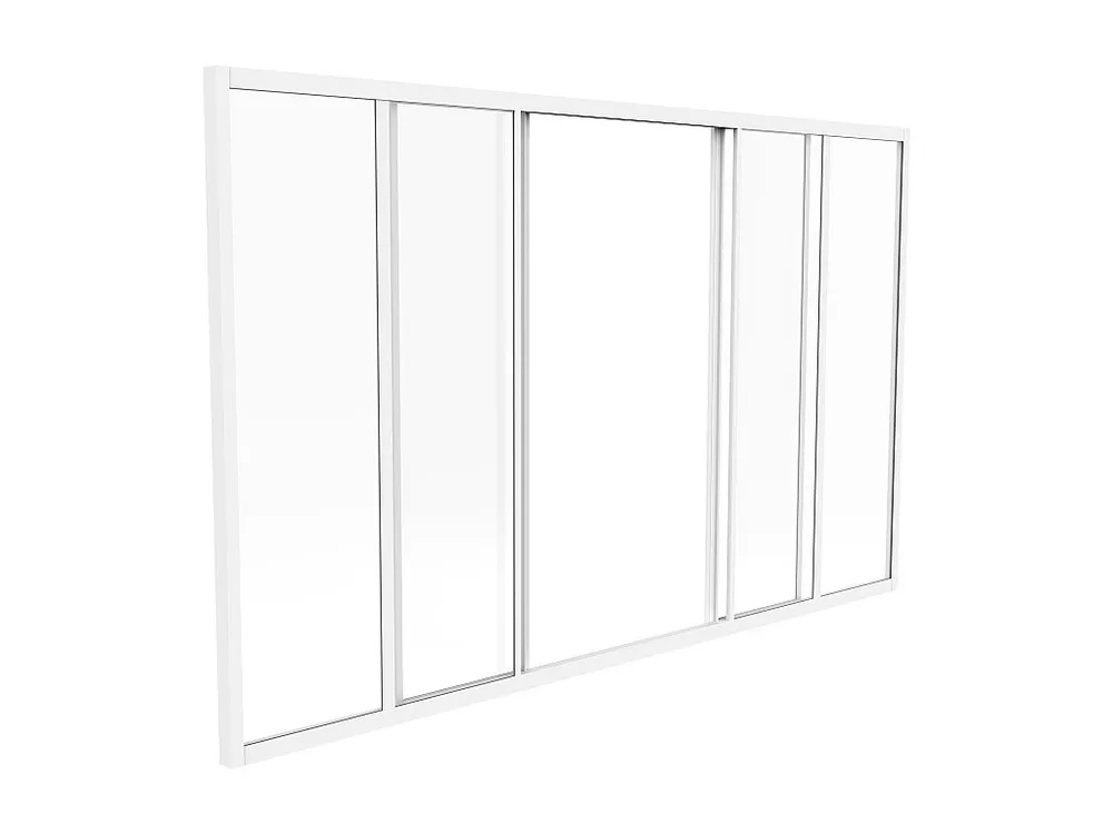 Glazen schuifbinnenraam van gehard glas en wit aluminium – 180 x 105 cm – RAVENA