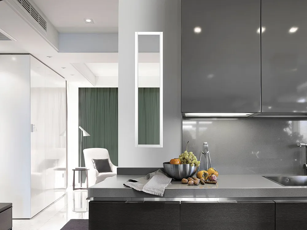 Glazen werkplaatsraam van gepoedercoat aluminium - 30 x 130 cm - Wit - BAYVIEW