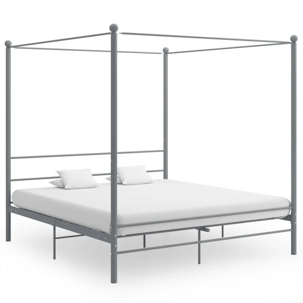 Hemelbedframe metaal grijs 200x200 cm