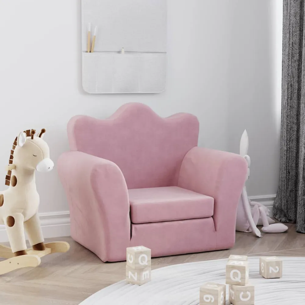 Kinderslaapbank donzig pluche roze