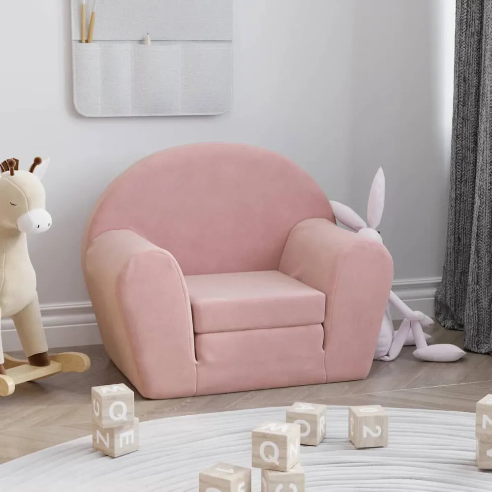 Kinderslaapbank donzig pluche roze