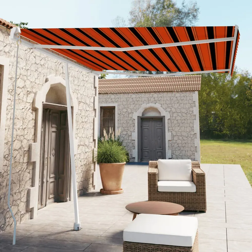 Luifel vrijstaand ambachtelijk uittrekbaar 300x250 cm oranje bruin