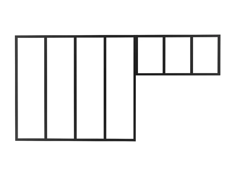 Raam werkplaats met bovenraam, L120 x H105 + L83 x H40 cm, zwart, BAYVIEW