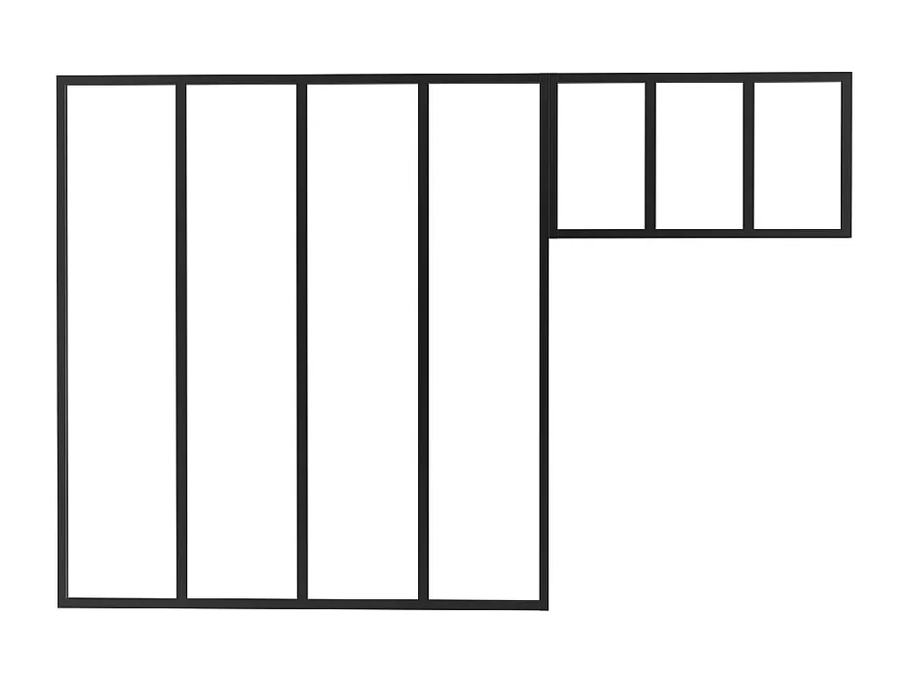 Raam werkplaats met bovenraam, L120 x H130 + L73 x H40 cm, zwart, BAYVIEW