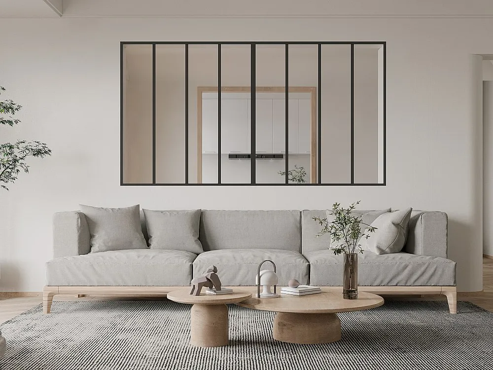 Raam werkplaats van gepoedercoat aluminium - L240 x H130 cm - Zwart - BAYVIEW