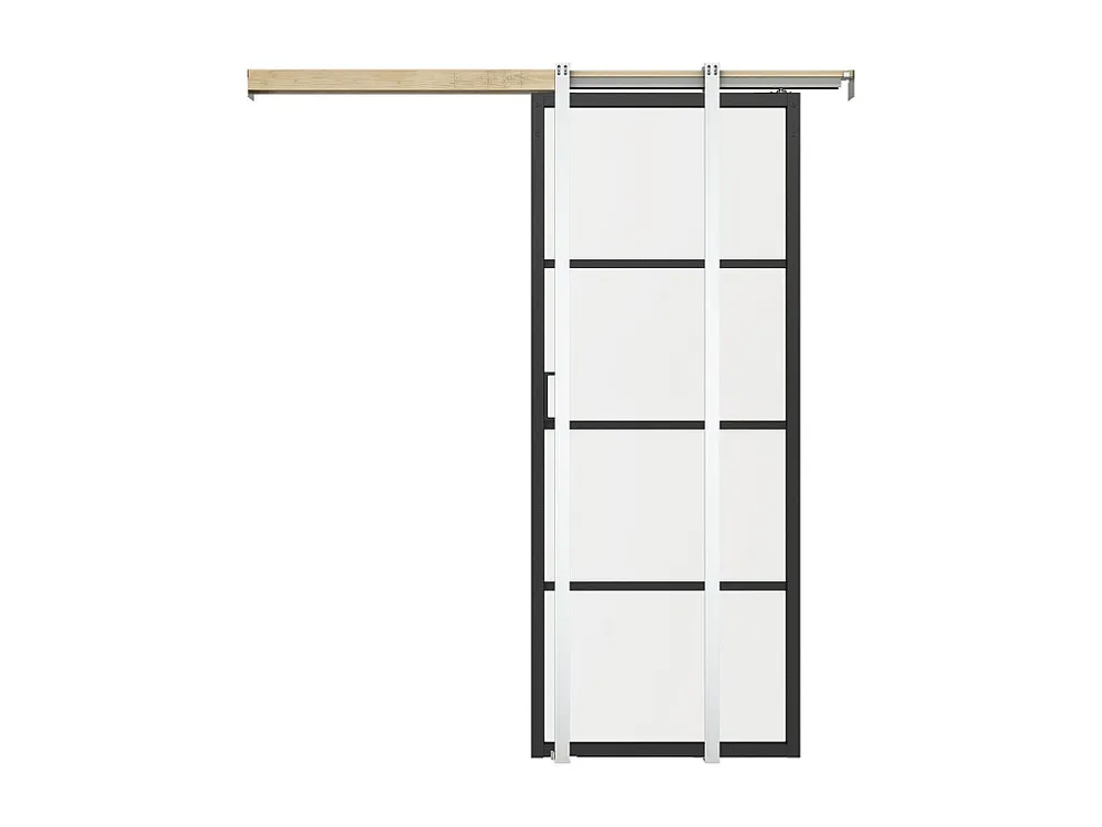 Schuifdeur met klamplaagsysteem - aluminium en transparant gehard glas - H205 x L93 cm - SINCA II