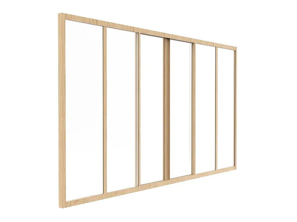 Schuifraam van gehard glas en gepoedercoat zwak naturel aluminium 180 x 105 cm RAVENA