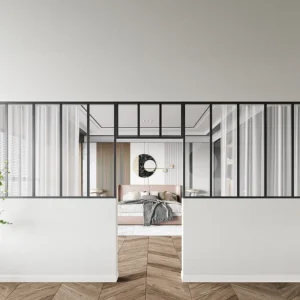 Set van 2 werkplaatsramen + bovenramen, 2 x L150 x H105 + L73 x H40 cm, zwart, BAYVIEW