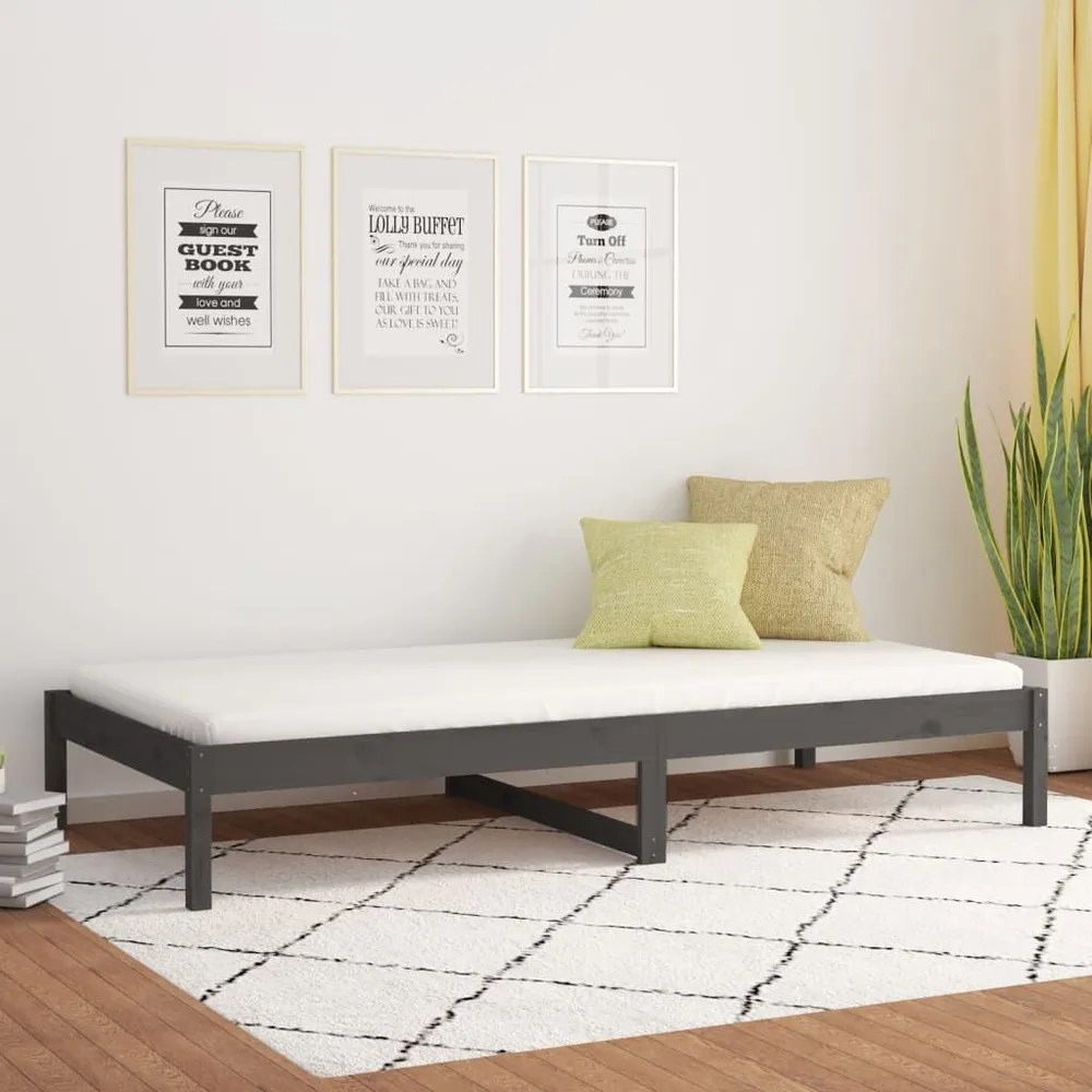 Slaapbank 90x190 cm massief grenenhout grijs