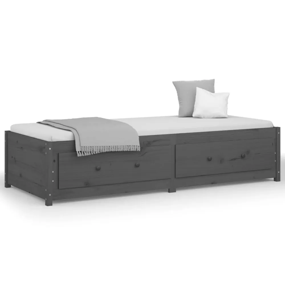 Slaapbank 90x190 cm massief grenenhout grijs