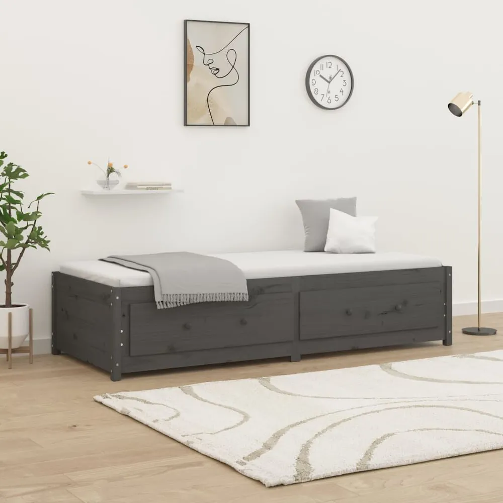 Slaapbank 90x190 cm massief grenenhout grijs