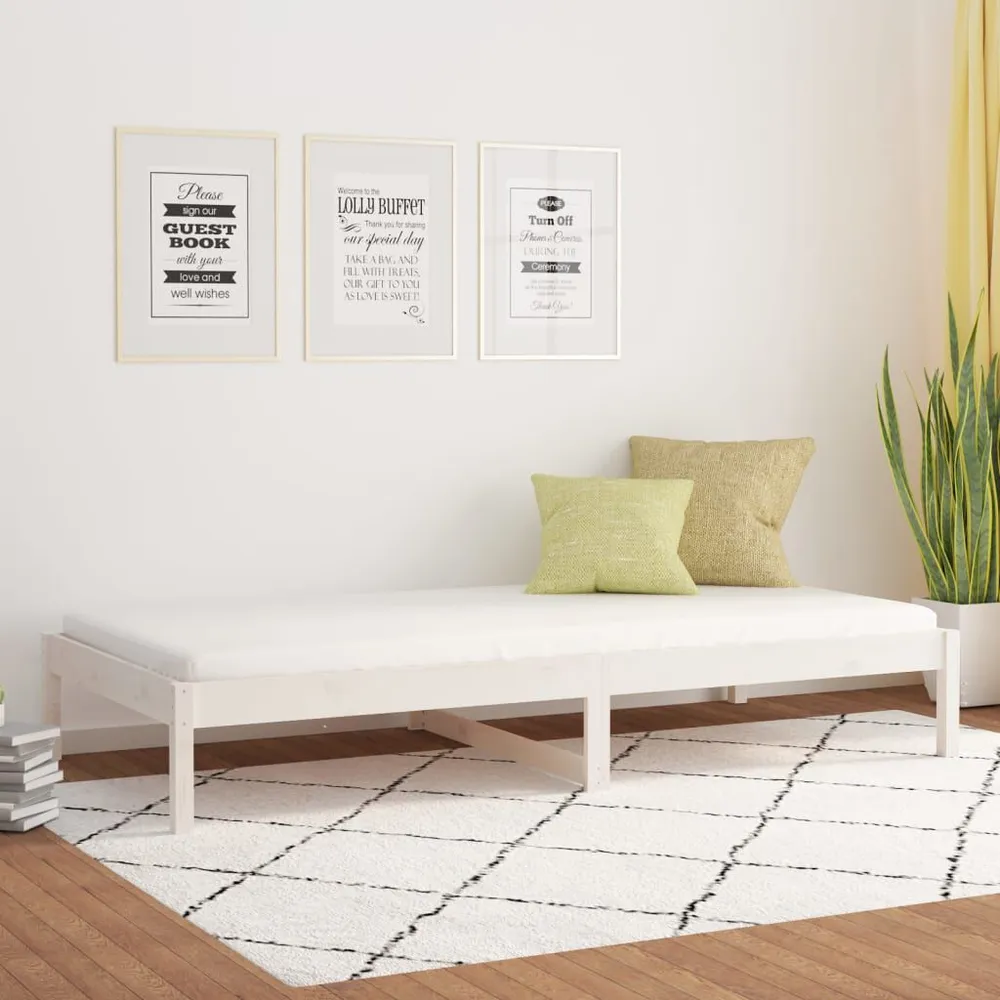 Slaapbank 90x190 cm massief grenenhout wit