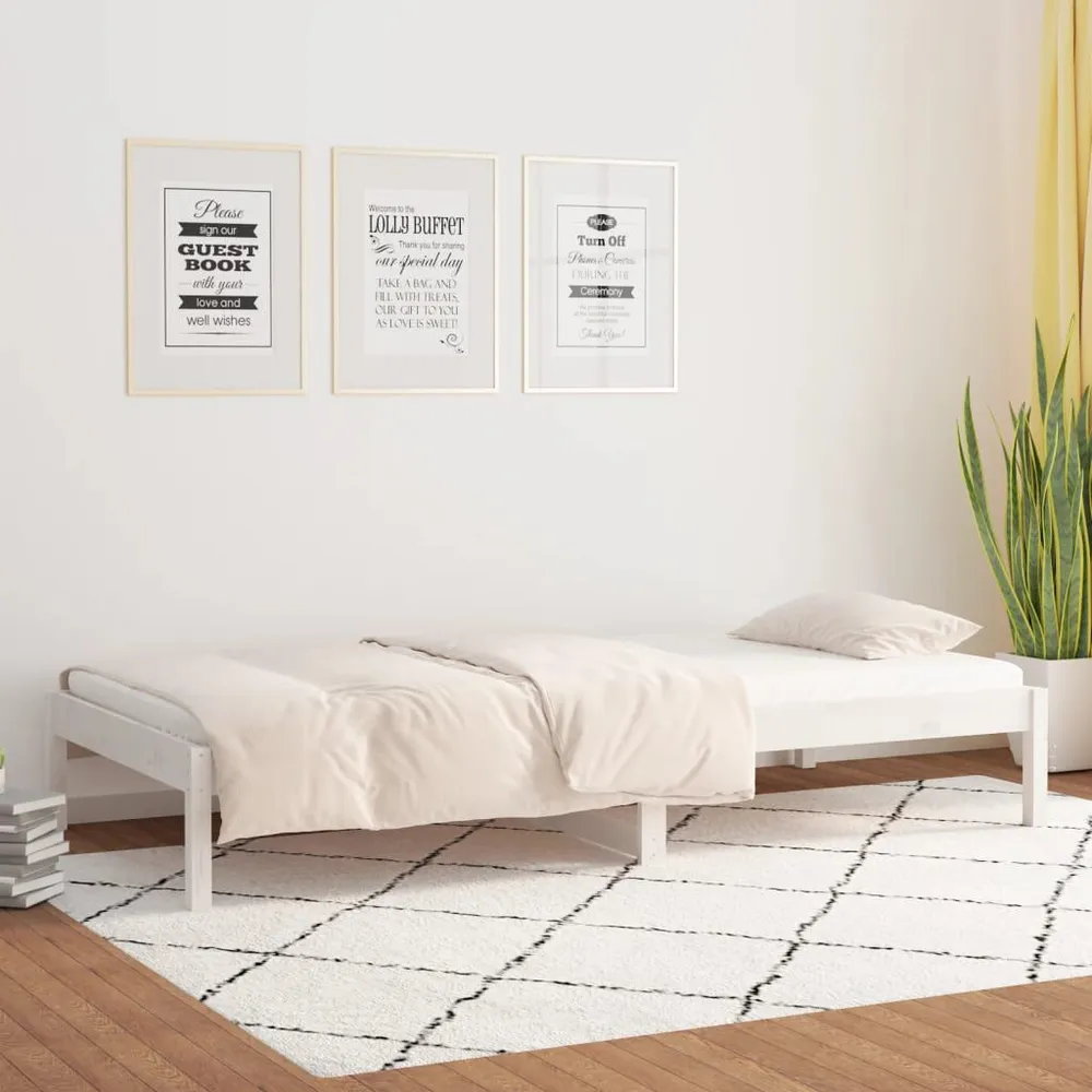 Slaapbank 90x190 cm massief grenenhout wit