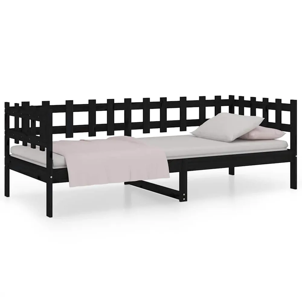 Slaapbank 90x190 cm massief grenenhout zwart