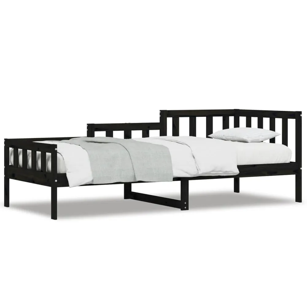 Slaapbank 90x190 cm massief grenenhout zwart