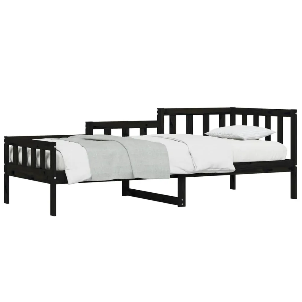 Slaapbank 90x190 cm massief grenenhout zwart