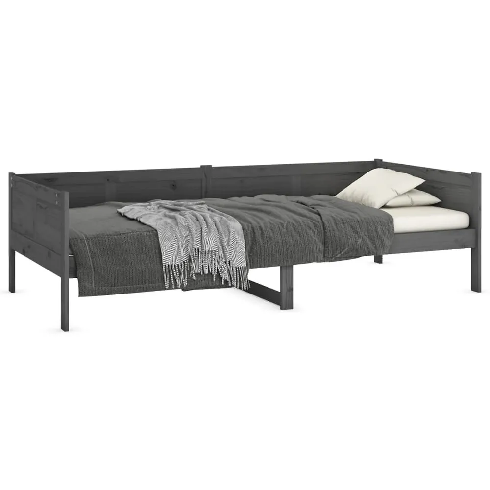 Slaapbank massief grenenhout grijs 90x190 cm
