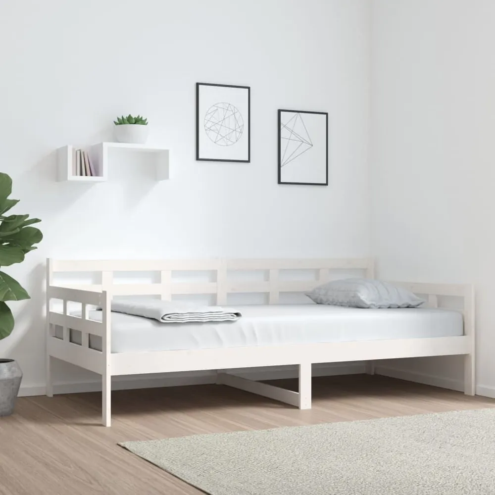 Slaapbank massief grenenhout wit 90x190 cm