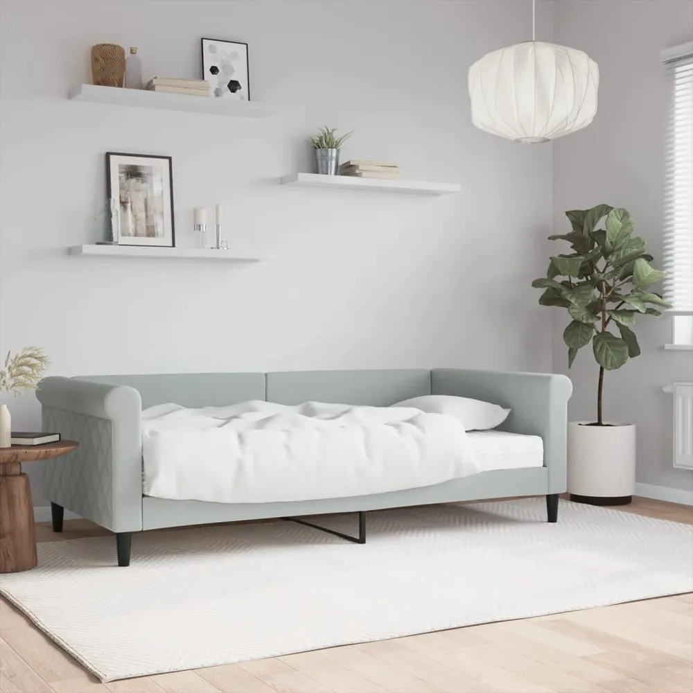 Slaapbank met matras 90x190 cm fluweel lichtgrijs