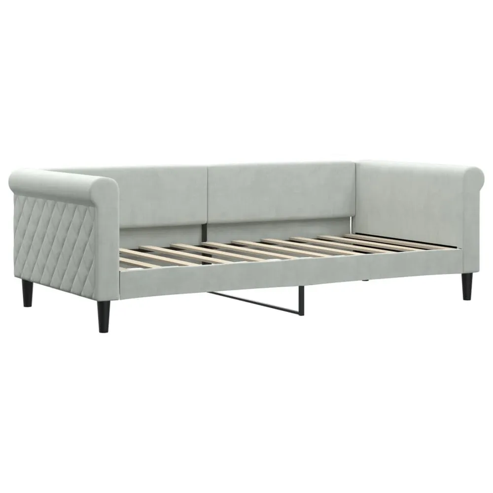 Slaapbank met matras 90x190 cm fluweel lichtgrijs