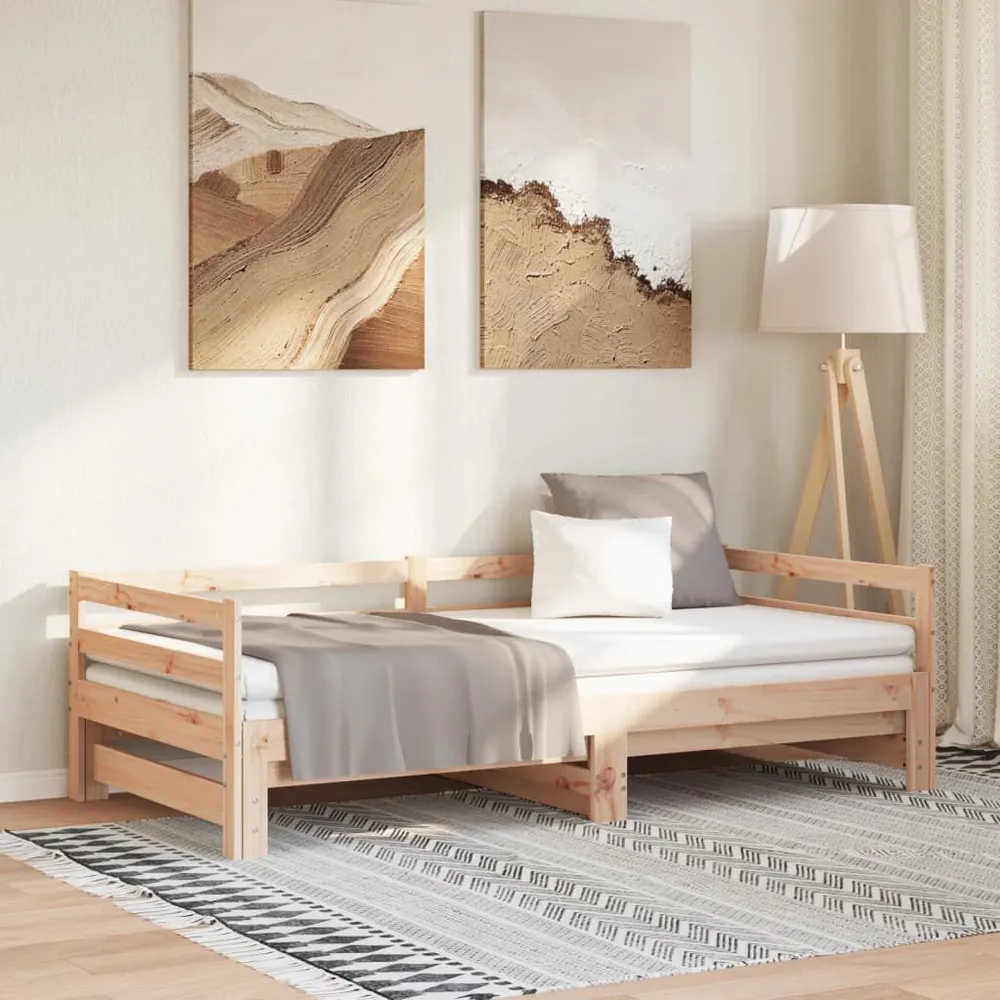 Slaapbank met onderschuifbed 90x190 cm massief grenenhout