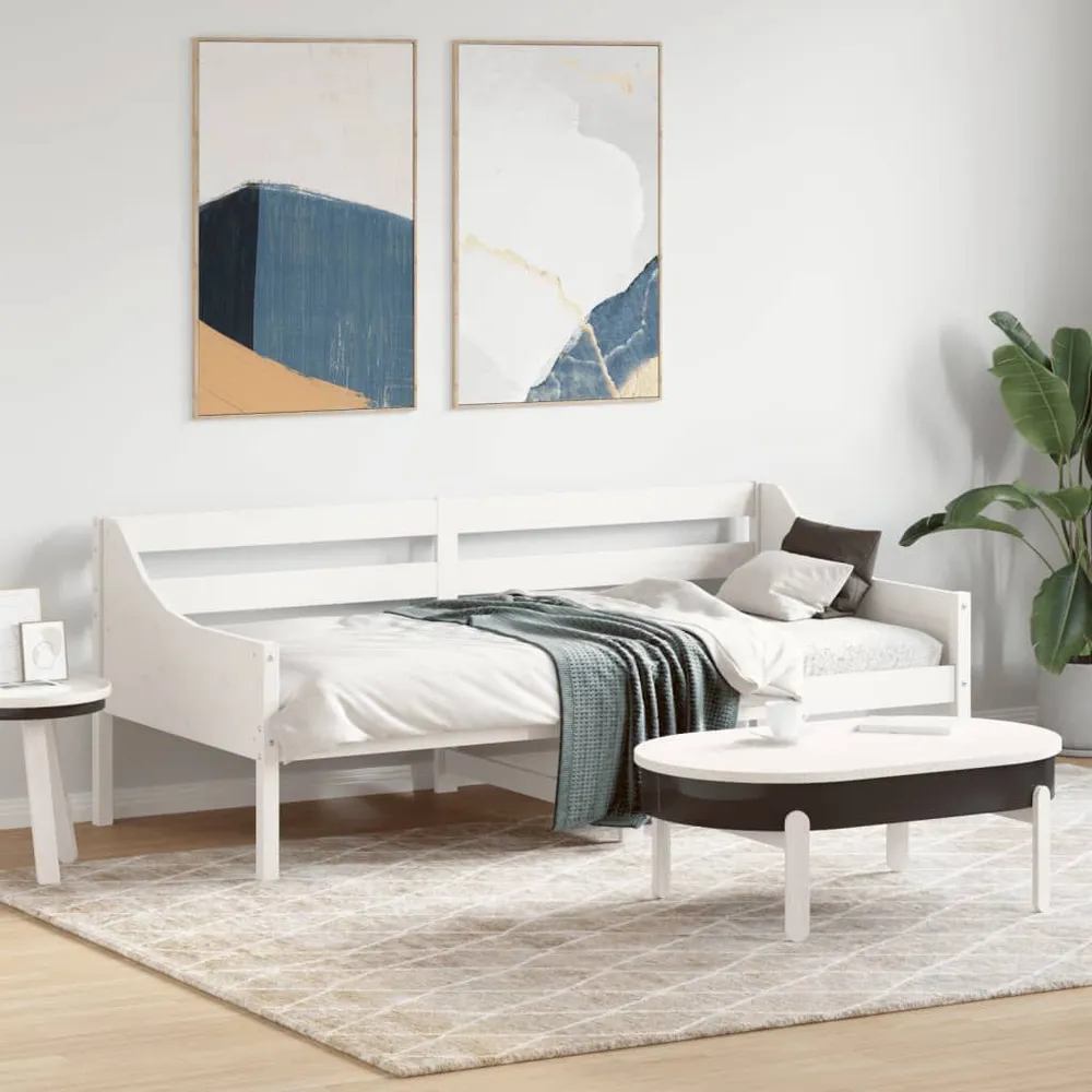 Slaapbank zonder matras 90x190 cm massief grenenhout wit