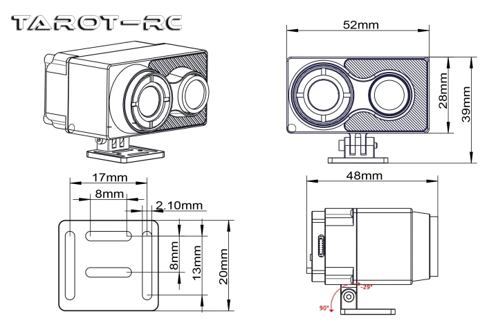 Tarot 640S2A camera met dubbele sensor - 640 thermische camera voor drone met 1080P zichtbaar zwak