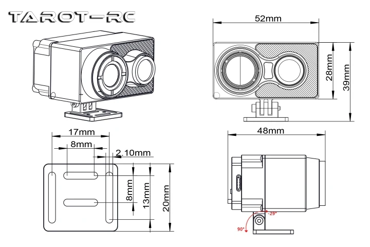 Tarot 640S2D camera met dubbele sensor - 640x512 warmtebeeld voor drone met 1080P zichtbaar