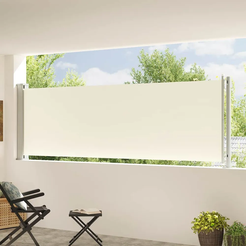 Tuinscherm uittrekbaar 117x600 cm crèmekleurig