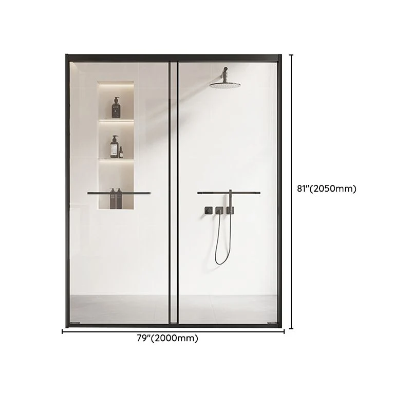 Tweevoudig Sliding Framed Shower Bath Door Transparent Satin Black Shower Doors 47l