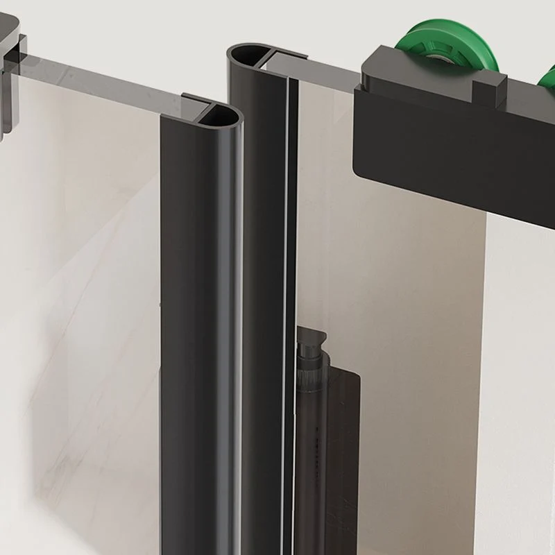 Tweevoudig Sliding Framed Shower Bath Door Transparent Satin Black Shower Doors 47l
