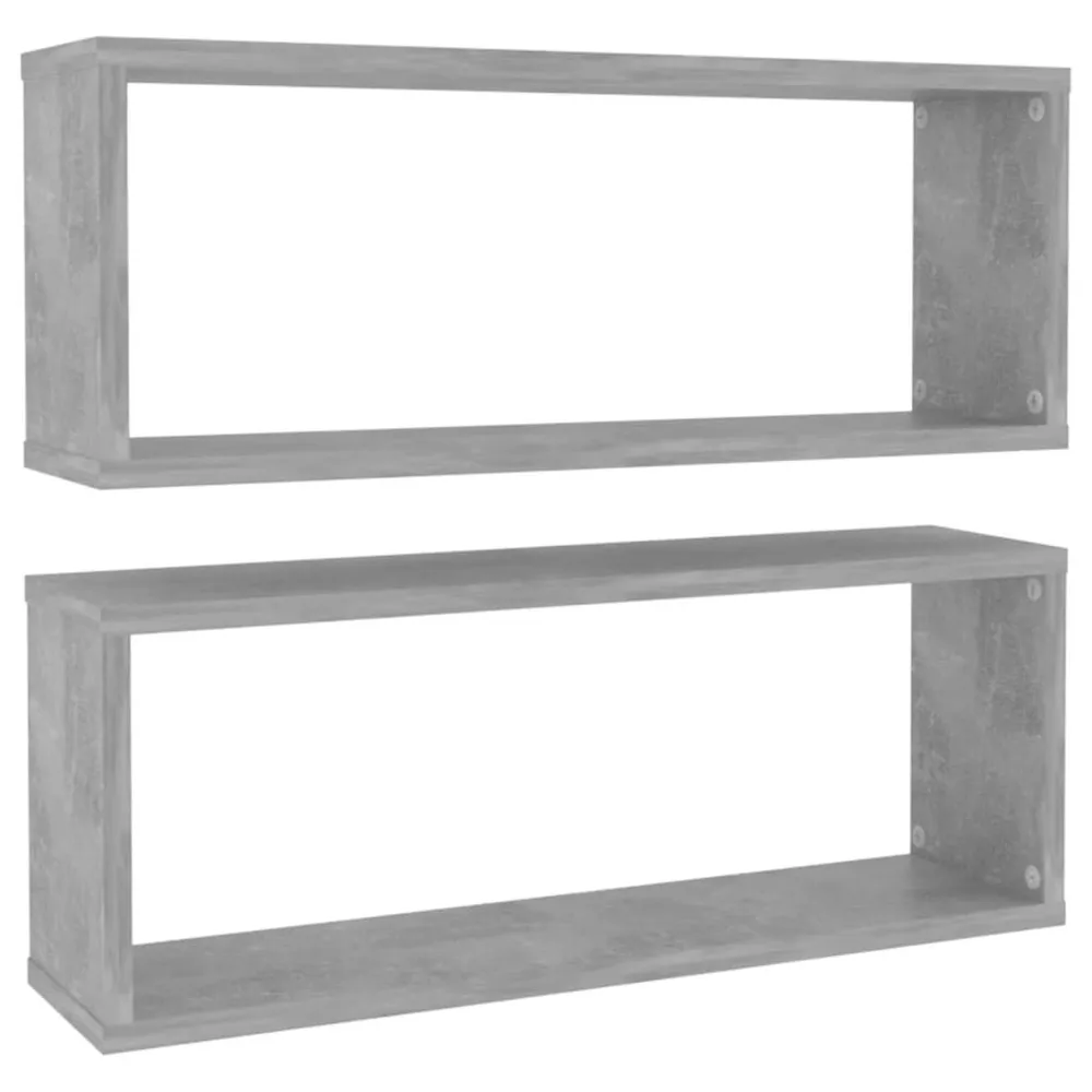 Wandschappen kubus 2 st 60x15x23 cm bewerkt hout betongrijs
