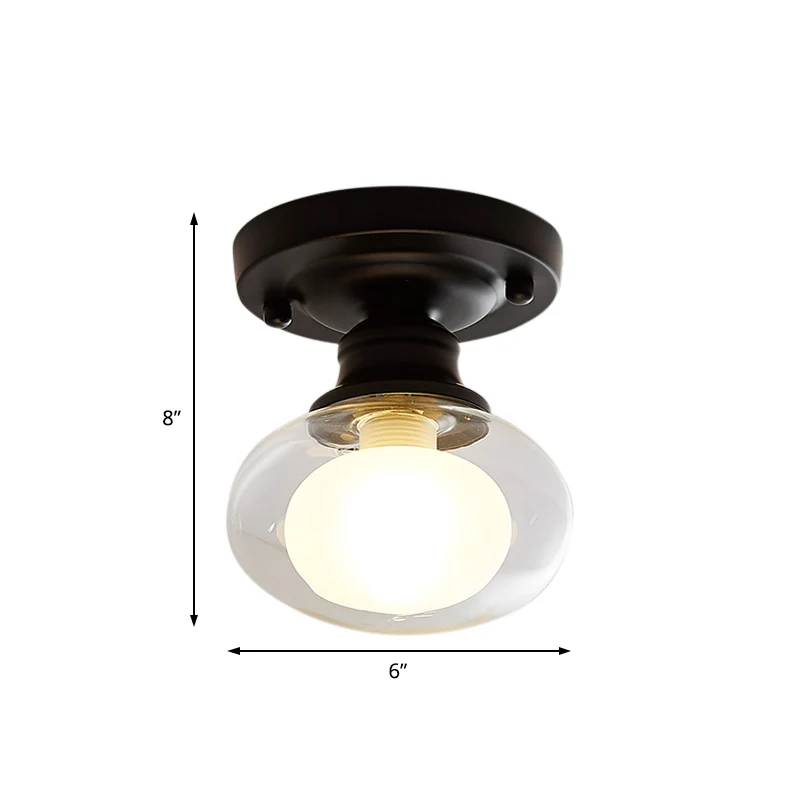 Zwart Eén Zacht Plafondverlichting Industrieel Helder Glazen Bol/Ronde/Ovale Schaduw Inbouwlamp Voor Woonkamer