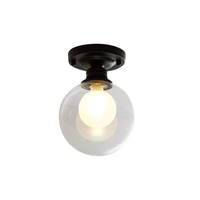 Zwart Eén Zacht Plafondverlichting Industrieel Helder Glazen Bol/Ronde/Ovale Schaduw Inbouwlamp Voor Woonkamer