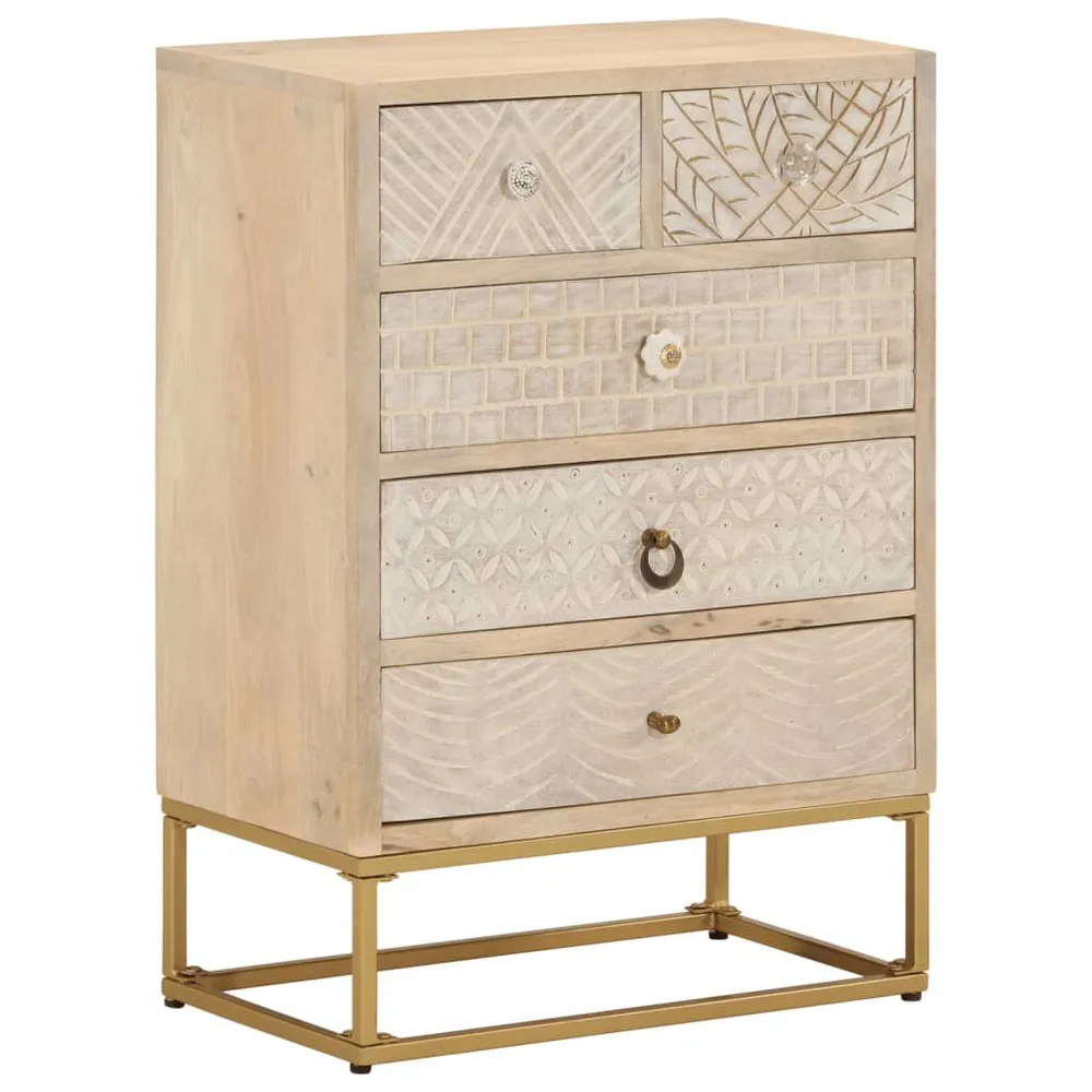 Ladekastje 55x30x76 cm massief mangohout en ijzer | Inbraakwerend Klasse ...