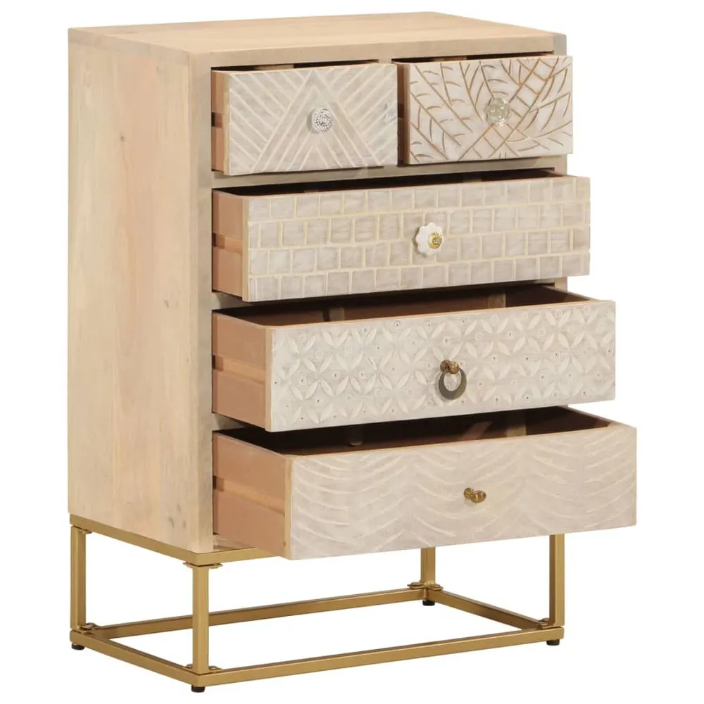 Ladekastje 55x30x76 cm massief mangohout en ijzer | Inbraakwerend Klasse ...