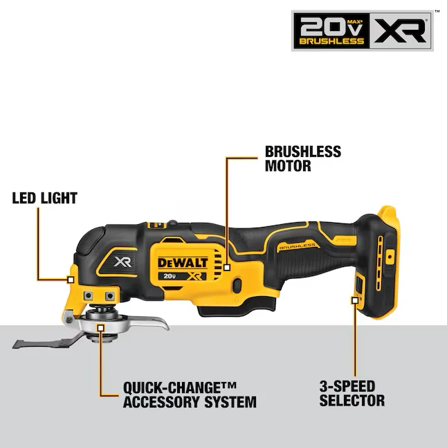 Slagschroevendraaier Set DEWALT XR Cordless Brushless 20-volt Max 3-speed 6-Piece Oscillating Multi-Tool Kit Donzig Case (...
