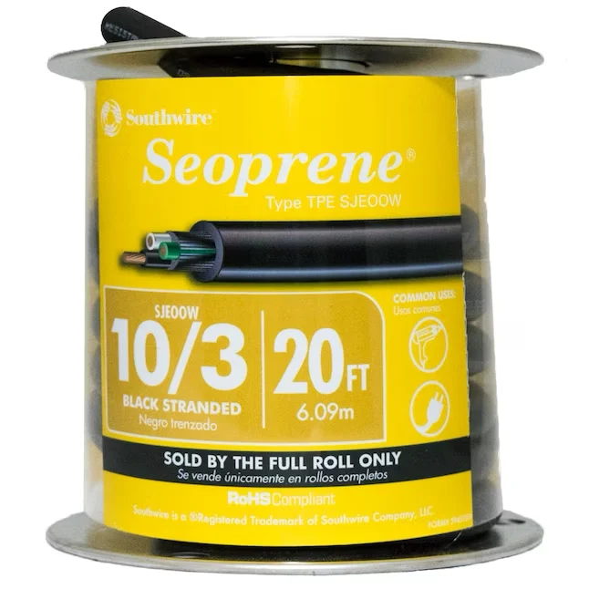 Southwire 20-ft 10-awg- 3 Koolzwart Sjeoow Power Cord --roll