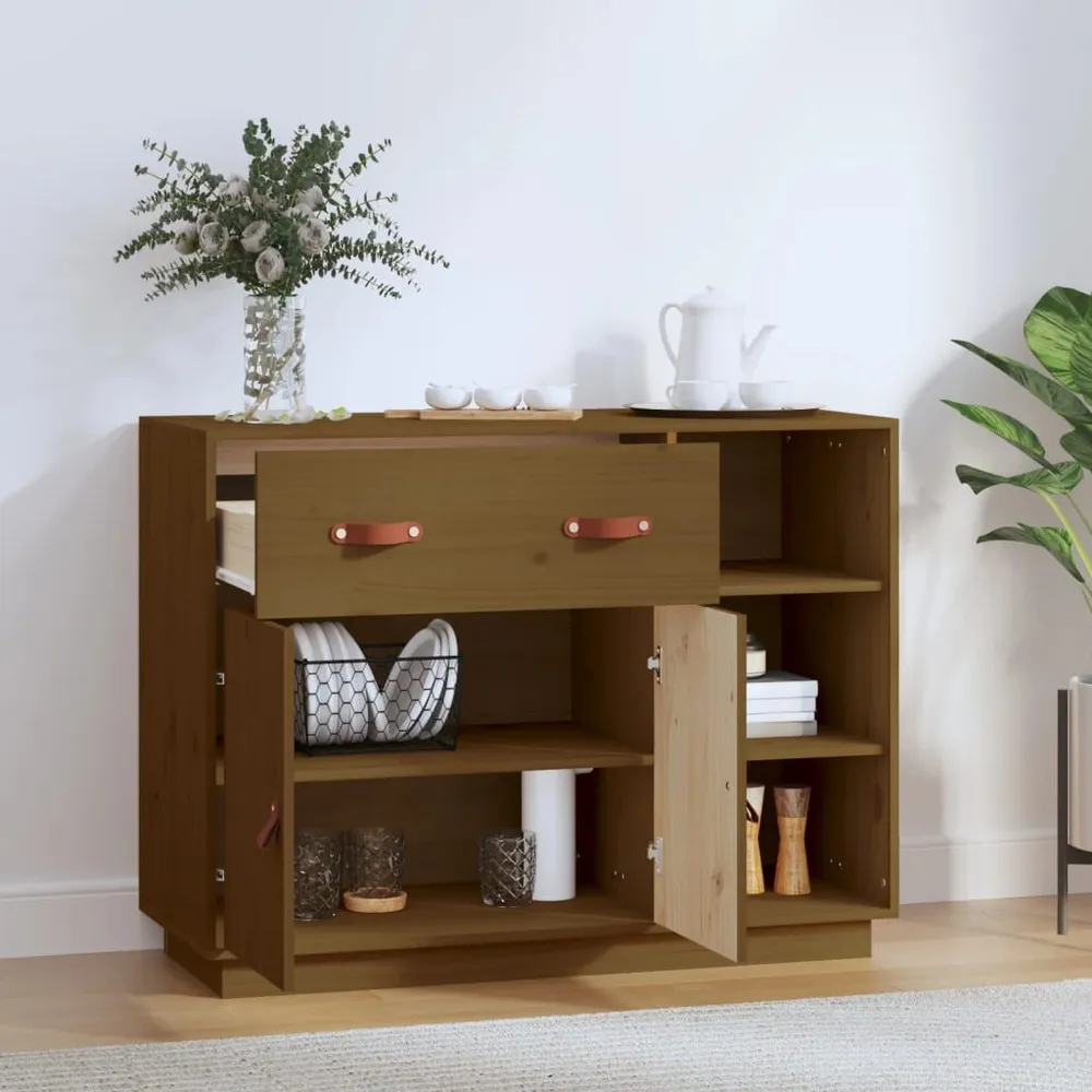 Dressoir 98,5x40x75 cm massief grenenhout honingbruin