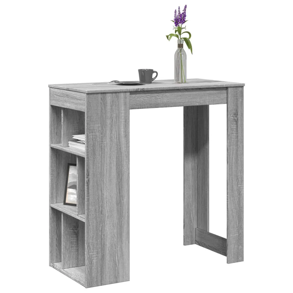 Bartafel met rekken 102x50x103,5 cm bewerkt hout grijs sonoma