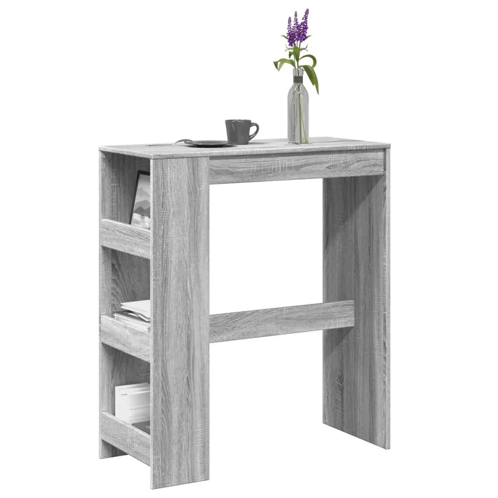 Bartafel met rekken 90x40x103,5 cm bewerkt hout grijs sonoma
