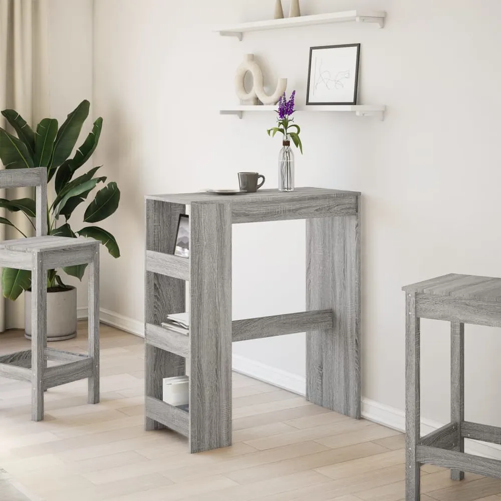 Bartafel met rekken 90x40x103,5 cm bewerkt hout grijs sonoma