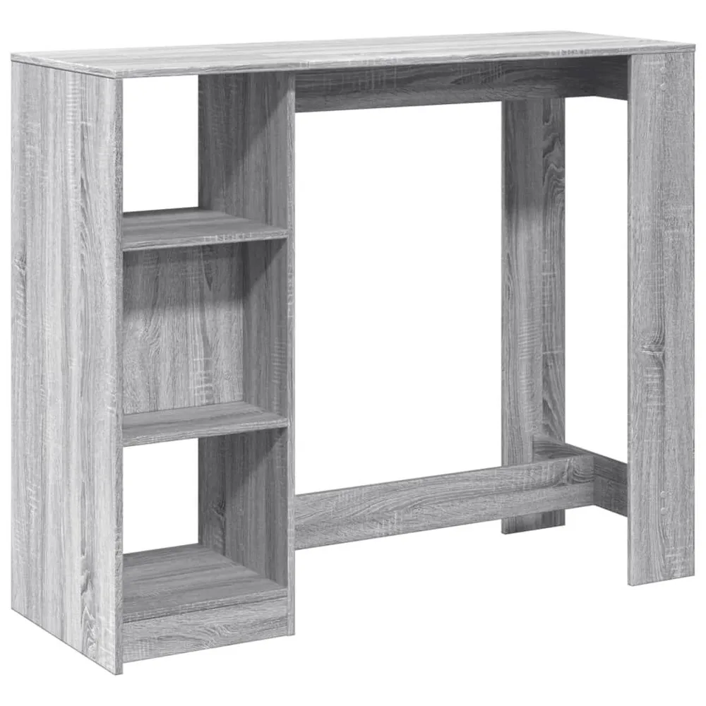 Bartafel met schap 124x46x103,5 cm bewerkt hout grijs sonoma