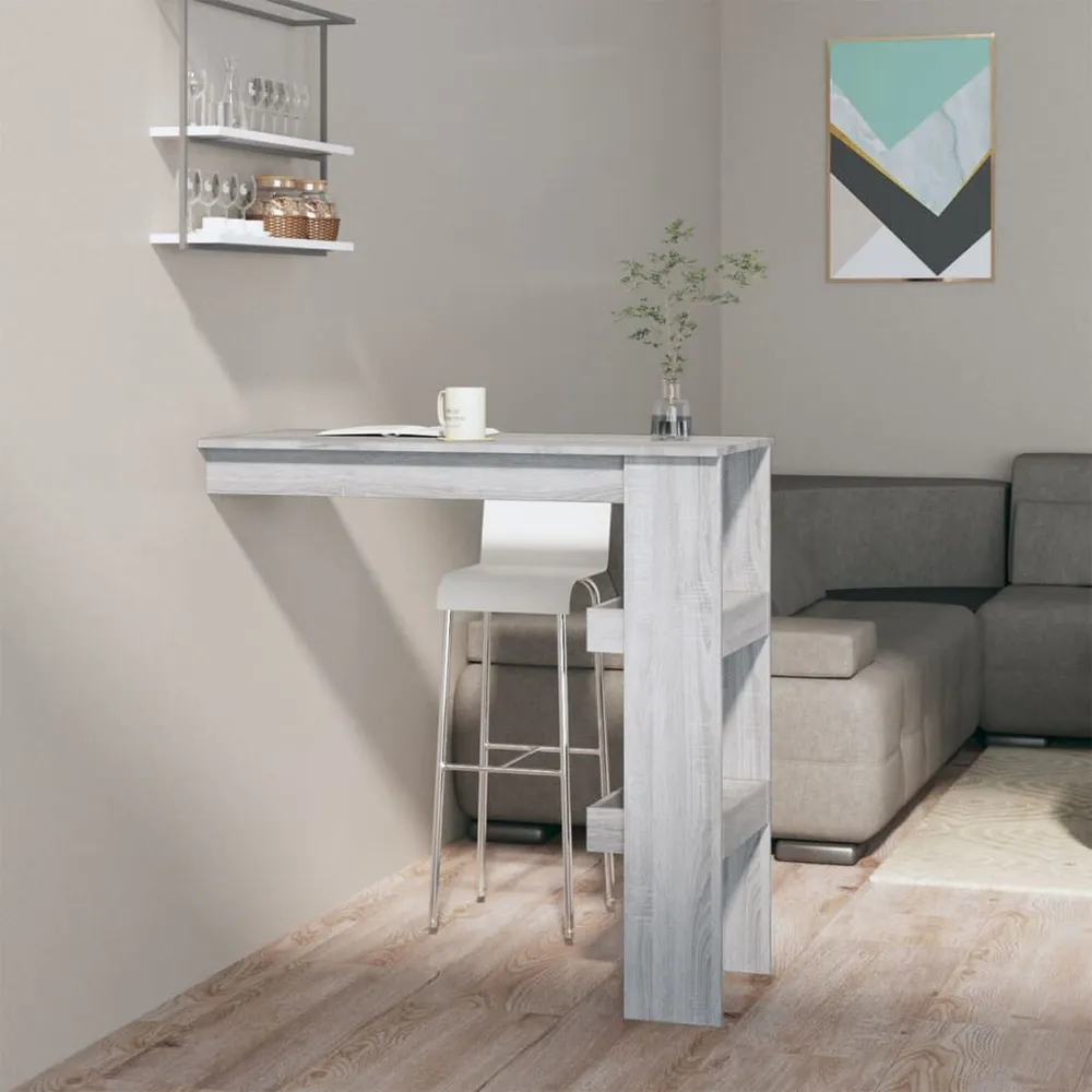 Bartafel wandgemonteerd 102x45x103,5 cm bewerkt hout grijs