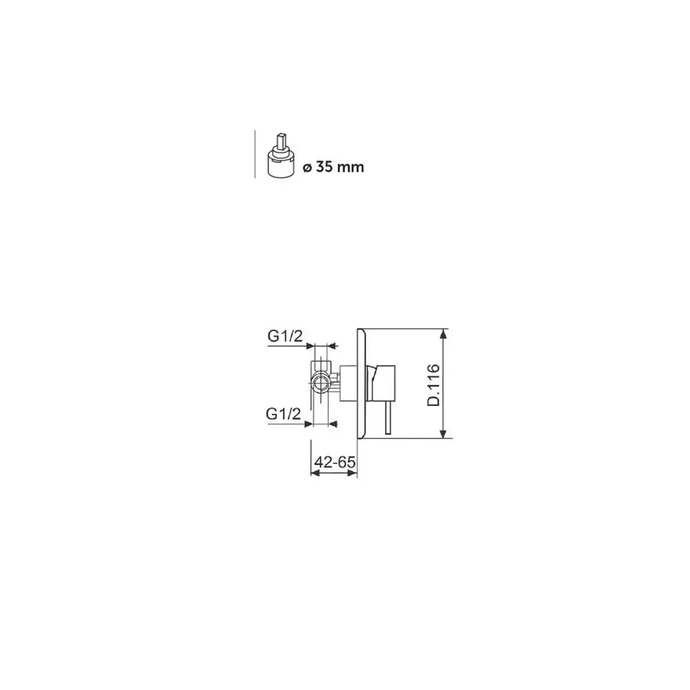 Built- single-lever shower mixer gedempt black brass from Keller taps minimal series