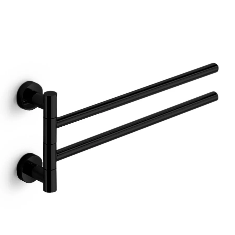 Double articulated towel holder Lineabeta Baketo collection zwart brass