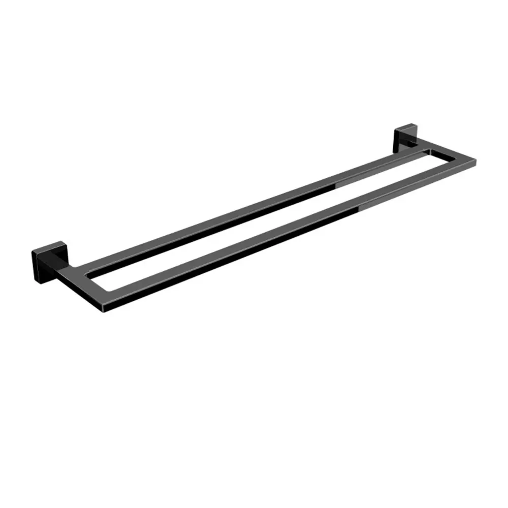Double geel koper towel holder to be wall-mounted Dado collection Lineabeta - Matte black metal 640mm
