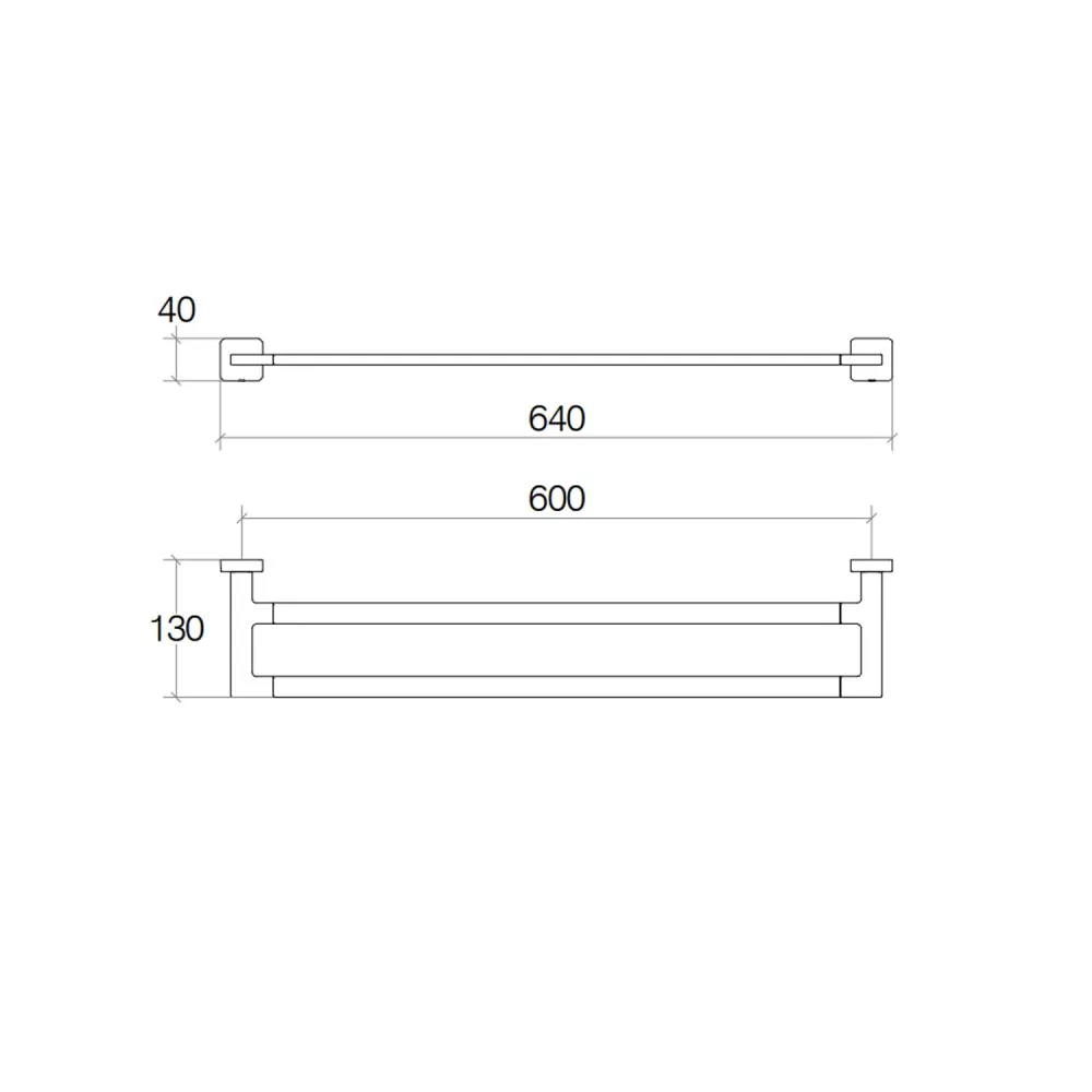 Double geel koper towel holder to be wall-mounted Dado collection Lineabeta - Matte black metal 640mm